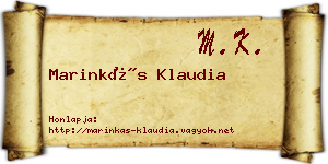 Marinkás Klaudia névjegykártya